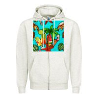 Oatmeal Heather summer drinks and ice cream Zipper Hoodie - BundleAndBundleShop