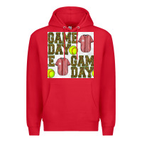 Red softball uniform game day seamless pattern Premium Hoodie - BundleAndBundleShop