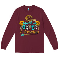 Burgundy raised on country and sunshine Long Sleeve Tee - AdoDesignShop