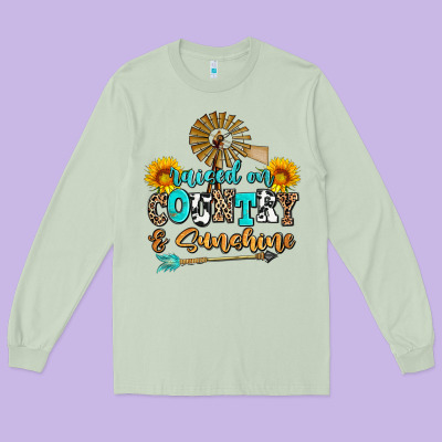 Raised On Country And Sunshine Long Sleeve Tee Designed By Adodesignshop