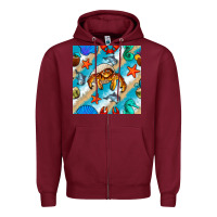 Burgundy sea animals Zipper Hoodie - BundleAndBundleShop