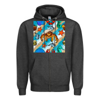 Charcoal Heather sea animals Zipper Hoodie - BundleAndBundleShop