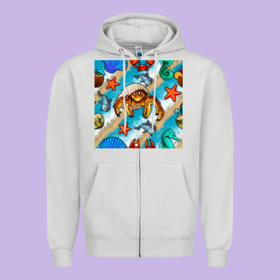 Sea Animals Zipper Hoodie Designed By Bundleandbundleshop