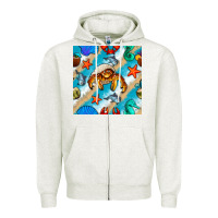 Oatmeal Heather sea animals Zipper Hoodie - BundleAndBundleShop