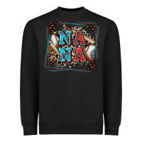 Black baseball nana with leopard Heavyweight Sweatshirt - Zillion Design Studio
