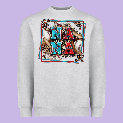Baseball Nana With Leopard Heavyweight Sweatshirt Designed By Zillion Design Studio