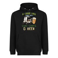 Black a god day starts with golf carts and beer Heavyweight Hoodie - MaliasSmallBusiness