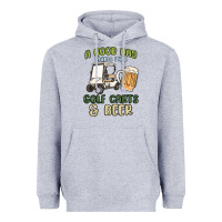 Heather Grey a god day starts with golf carts and beer Heavyweight Hoodie - MaliasSmallBusiness