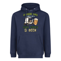 Navy a god day starts with golf carts and beer Heavyweight Hoodie - MaliasSmallBusiness