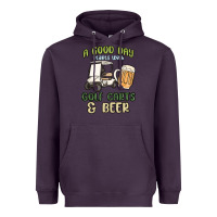 Plum a god day starts with golf carts and beer Heavyweight Hoodie - MaliasSmallBusiness