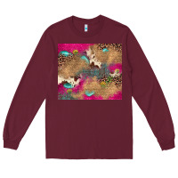 Pink Glitter Leopard Sunflower Gemstone Long Sleeve Tee | Teevron