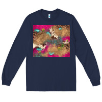 Navy pink glitter leopard sunflower gemstone Long Sleeve Tee - JahusDesignShop