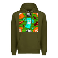 Army Green soccer ball uniform and shoes seamless pattern Premium Hoodie - BundleAndBundleShop