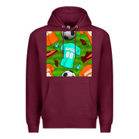 Burgundy soccer ball uniform and shoes seamless pattern Premium Hoodie - BundleAndBundleShop