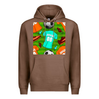 Chestnut soccer ball uniform and shoes seamless pattern Premium Hoodie - BundleAndBundleShop