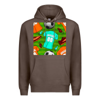 Coffee soccer ball uniform and shoes seamless pattern Premium Hoodie - BundleAndBundleShop
