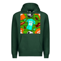 Sports Green soccer ball uniform and shoes seamless pattern Premium Hoodie - BundleAndBundleShop