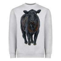 Heather Grey black angus cattle Heavyweight Sweatshirt - RanaPortraitStore