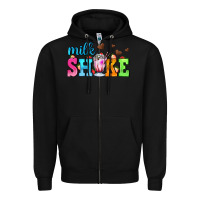 Black milk shake with chocolate heart Zipper Hoodie - AdoDesignShop
