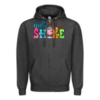 Charcoal Heather milk shake with chocolate heart Zipper Hoodie - AdoDesignShop