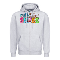 Heather Grey milk shake with chocolate heart Zipper Hoodie - AdoDesignShop