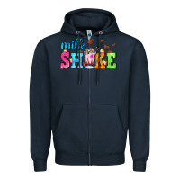 Navy milk shake with chocolate heart Zipper Hoodie - AdoDesignShop