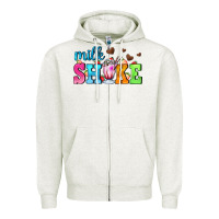 Oatmeal Heather milk shake with chocolate heart Zipper Hoodie - AdoDesignShop