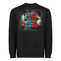 Black baseball mama with leopard Heavyweight Sweatshirt - Zillion Design Studio