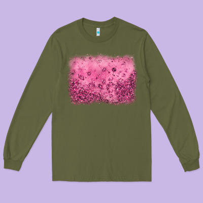 Pink Glitter Background Long Sleeve Tee Designed By Jahusdesignshop