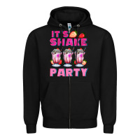 Black its shake party with milkshake Zipper Hoodie - AdoDesignShop