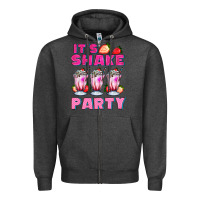 Charcoal Heather its shake party with milkshake Zipper Hoodie - AdoDesignShop