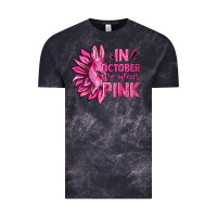 Cloud Black In October We Wear Pink Sunflower Vintage Tee - texasbilliewilder