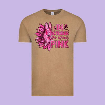 In October We Wear Pink Sunflower Vintage Tee Designed By Texasbilliewilder
