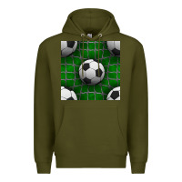 Army Green soccer ball with goal nets seamless pattern Premium Hoodie - BundleAndBundleShop