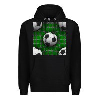 Black soccer ball with goal nets seamless pattern Premium Hoodie - BundleAndBundleShop