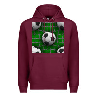 Burgundy soccer ball with goal nets seamless pattern Premium Hoodie - BundleAndBundleShop