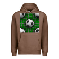 Chestnut soccer ball with goal nets seamless pattern Premium Hoodie - BundleAndBundleShop