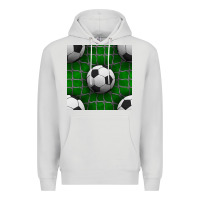 Dove Grey soccer ball with goal nets seamless pattern Premium Hoodie - BundleAndBundleShop