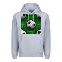 Heather Grey soccer ball with goal nets seamless pattern Premium Hoodie - BundleAndBundleShop