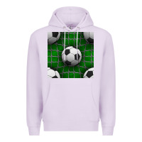 Lilac soccer ball with goal nets seamless pattern Premium Hoodie - BundleAndBundleShop