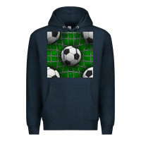 Navy soccer ball with goal nets seamless pattern Premium Hoodie - BundleAndBundleShop