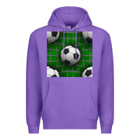 Purple soccer ball with goal nets seamless pattern Premium Hoodie - BundleAndBundleShop