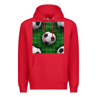 Red soccer ball with goal nets seamless pattern Premium Hoodie - BundleAndBundleShop