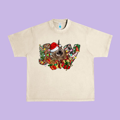 Christmas Joy Highland Cow Urban Heavy Tee Designed By Cowhidedigitalart