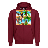 Burgundy tropical animals seamless pattern Zipper Hoodie - BundleAndBundleShop