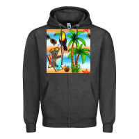 Charcoal Heather tropical animals seamless pattern Zipper Hoodie - BundleAndBundleShop