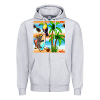 Heather Grey tropical animals seamless pattern Zipper Hoodie - BundleAndBundleShop