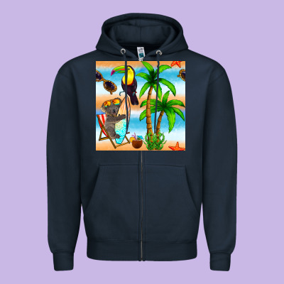 Tropical Animals Seamless Pattern Zipper Hoodie Designed By Bundleandbundleshop