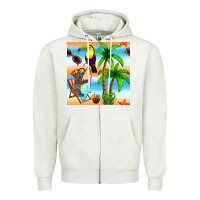Oatmeal Heather tropical animals seamless pattern Zipper Hoodie - BundleAndBundleShop