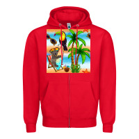 Red tropical animals seamless pattern Zipper Hoodie - BundleAndBundleShop